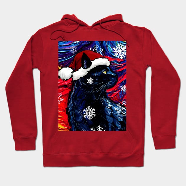 Black Cat Santa Hoodie by sagittariusgallery